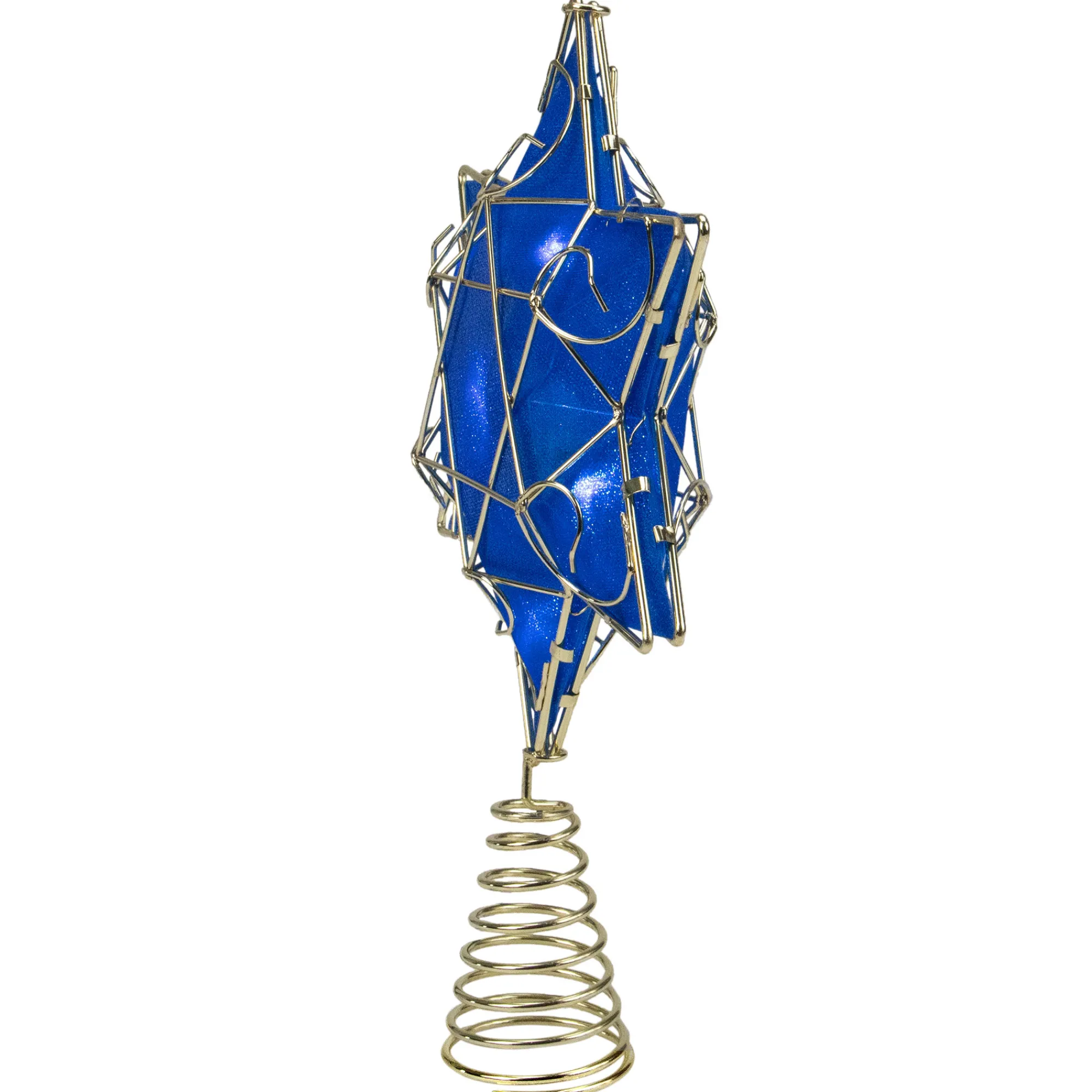 KSA Stars-Blue And Gold Colored Hanukkah Star Led Tree Topper 11.5"