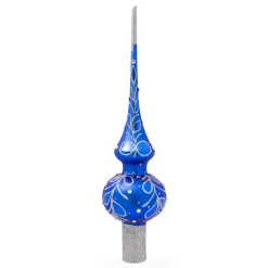 BESTPYSANKY Snowflake-Blue Paisley Glass Christmas Tree Topper 11 Inches