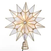 Kurt Adler Finials-Capiz Double Tip Star With Center Gem Christmas Tree Topper Ul3141 New