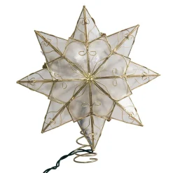 Kurt Adler Finials-Capiz Gold Star Arabesque Design Lighted Christmas Tree Topper Ul0271 New