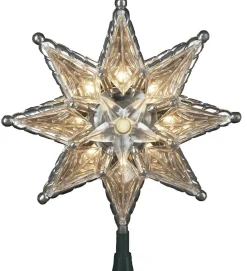 Kurt Adler Finials-Clear 8 Point Star Light Up Christmas Tree Topper Holiday Decoration Ul0130C New