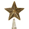 CC Christmas Decor Stars-Club Pack Of 12 Gold And Brown Wire Christmas Tree Toppers 6.25"