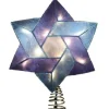 Kurt Adler Finials-Colored Capiz Light Up Star Of David Jewish Holiday Tree Topper Decoration