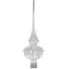 BESTPYSANKY Snowflake-3D Embossed Roses On Glossy White Glass Christmas Tree Topper 11 Inches