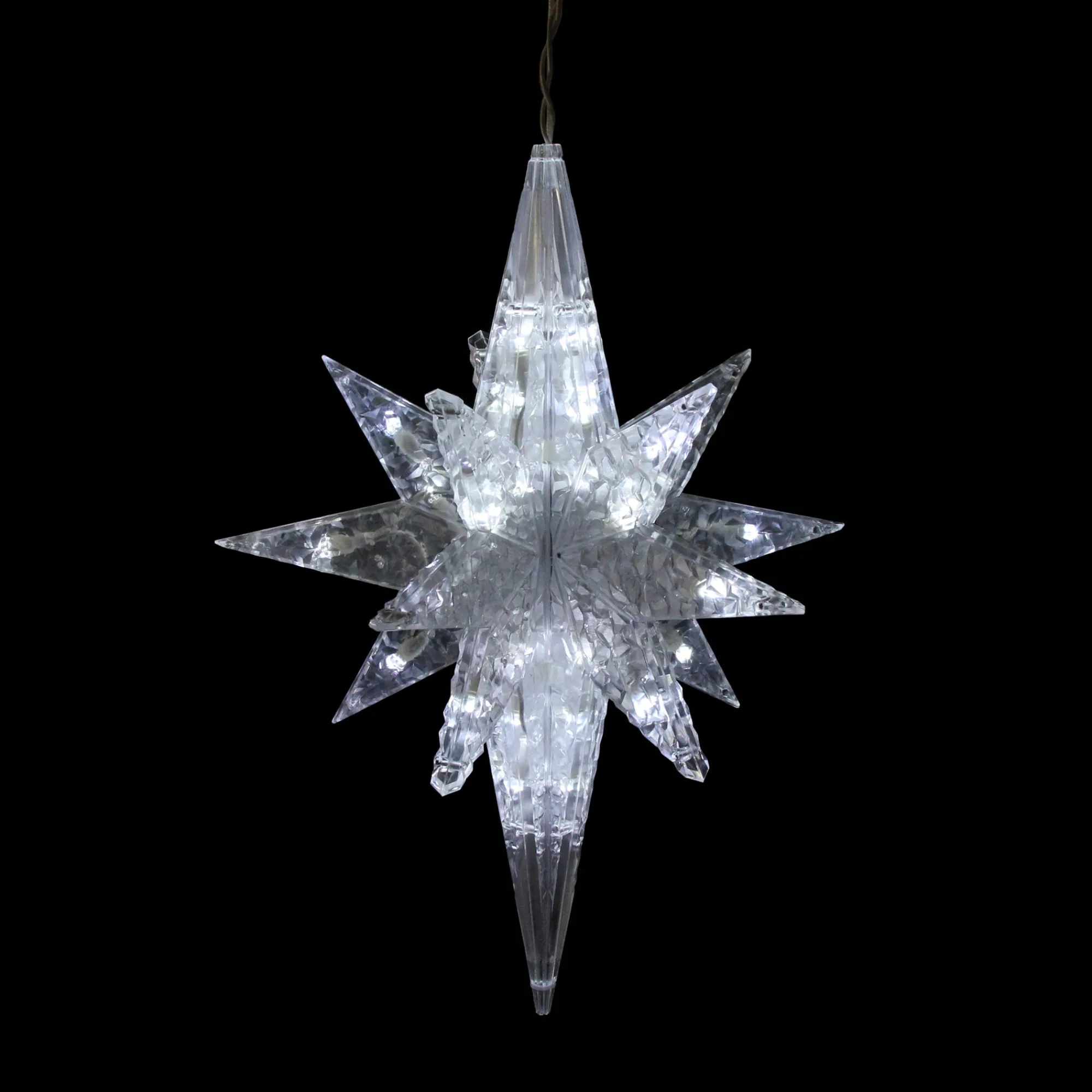 Brite Star Stars-3D Led And Morphing Acrylic Bethlehem Star, Clear Star With White Lights 2'