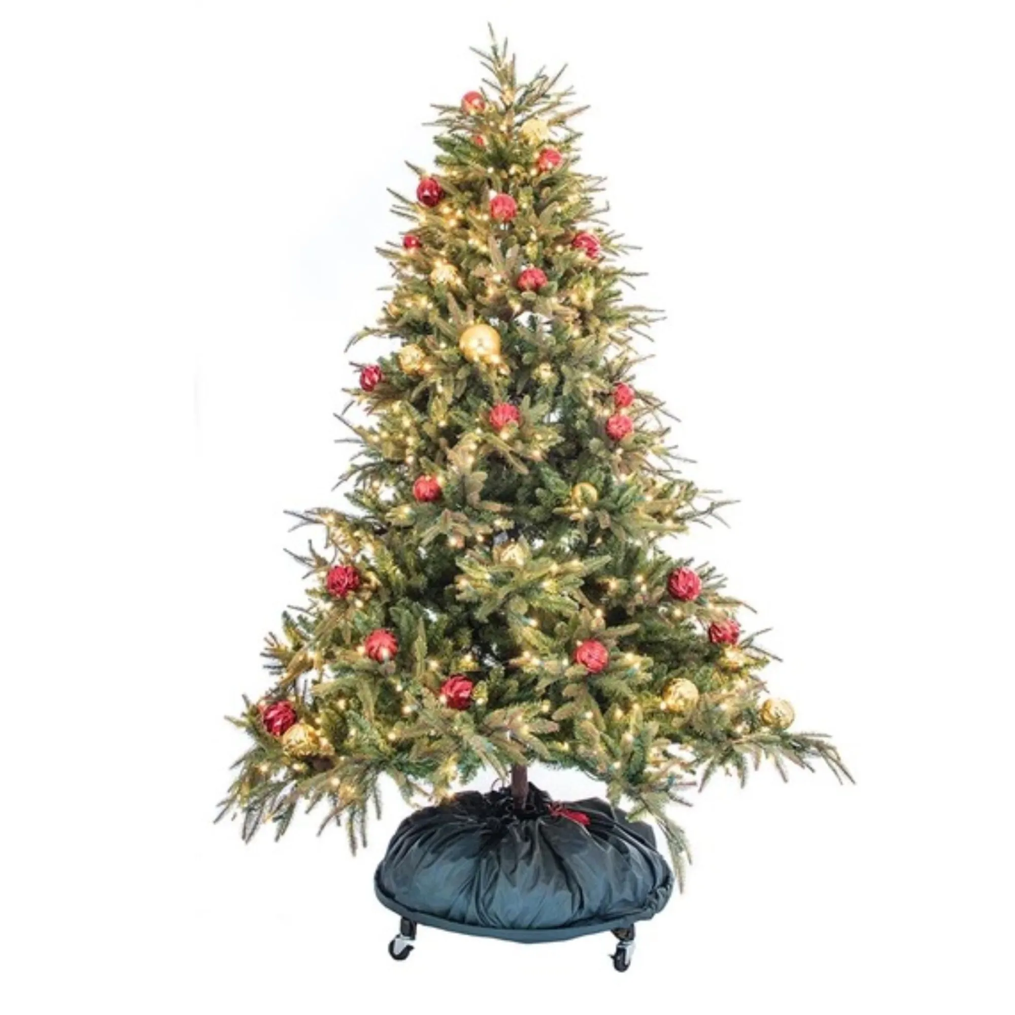 Northlight Tree Storage-Decorated Christmas Tree Storage Bag With Rolling Stand-Holds 6-9 Ft Trees