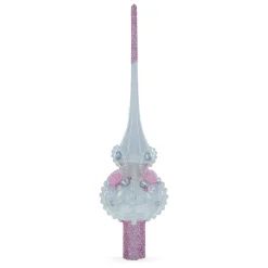 BESTPYSANKY Finials-Dimensional Roses On Champagne Glass Christmas Tree Topper 11 Inches