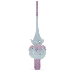 BESTPYSANKY Finials-Dimensional Roses On Champagne Glass Christmas Tree Topper 11 Inches