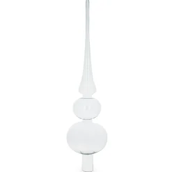 BESTPYSANKY Finials-Double Ball Clear Glass Christmas Tree Topper 12.5 Inches