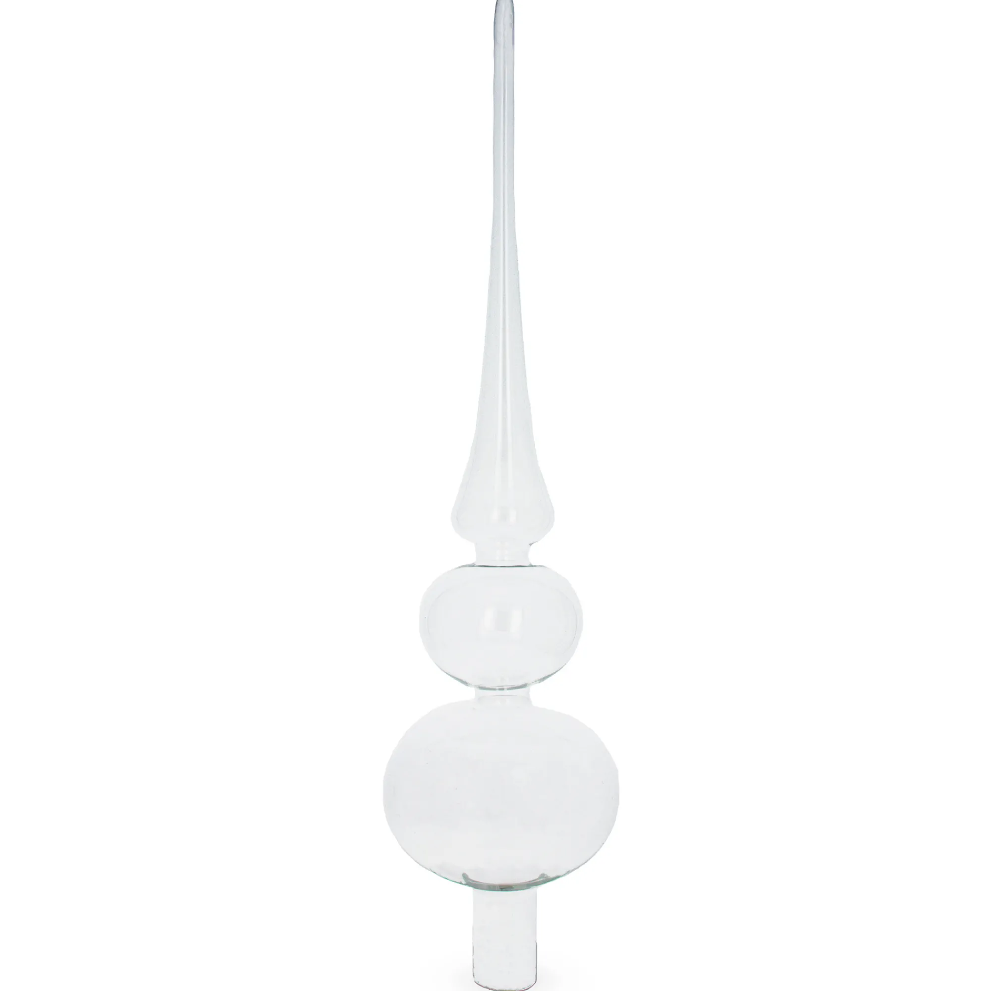 BESTPYSANKY Finials-Double Ball Clear Glass Christmas Tree Topper 12.5 Inches