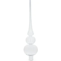 BESTPYSANKY Finials-Double Ball Clear Glass Christmas Tree Topper 12.5 Inches