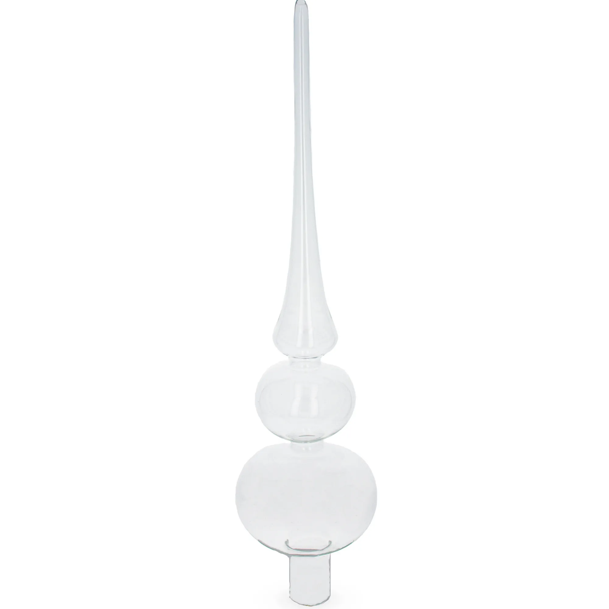 BESTPYSANKY Finials-Double Ball Clear Glass Christmas Tree Topper 12.5 Inches