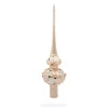 BESTPYSANKY Snowflake-Embossed Flowers On Rose Gold Glass Christmas Tree Topper 11 Inches