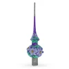 BESTPYSANKY Snowflake-Embossed Roses On Purple Glass Christmas Tree Topper 11 Inches
