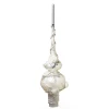 BESTPYSANKY Snowflake-Embossed White Roses Spiral On Glass Christmas Tree Topper 11 Inches