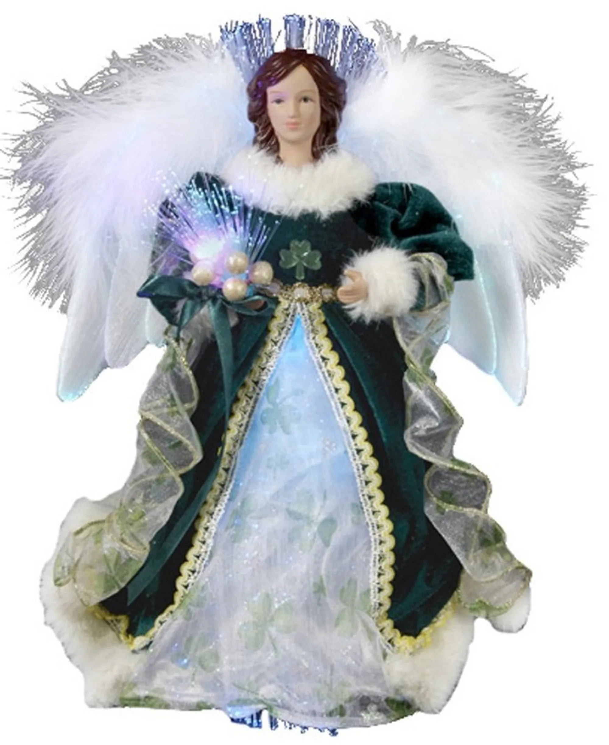 Kurt Adler Finials-Fiber Optic Green Irish Angel Christmas Tree Topper Decoration Ul1075 Ireland