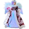 Kurt Adler Finials-Fiber Optic Silver And Burgundy Angel Christmas Tree Topper 12 Inch Ad2003