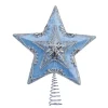 Kurt Adler Finials-Frosted Kingdom Pale Blue Velour With Silver Beading Star Christmas Tree Topper