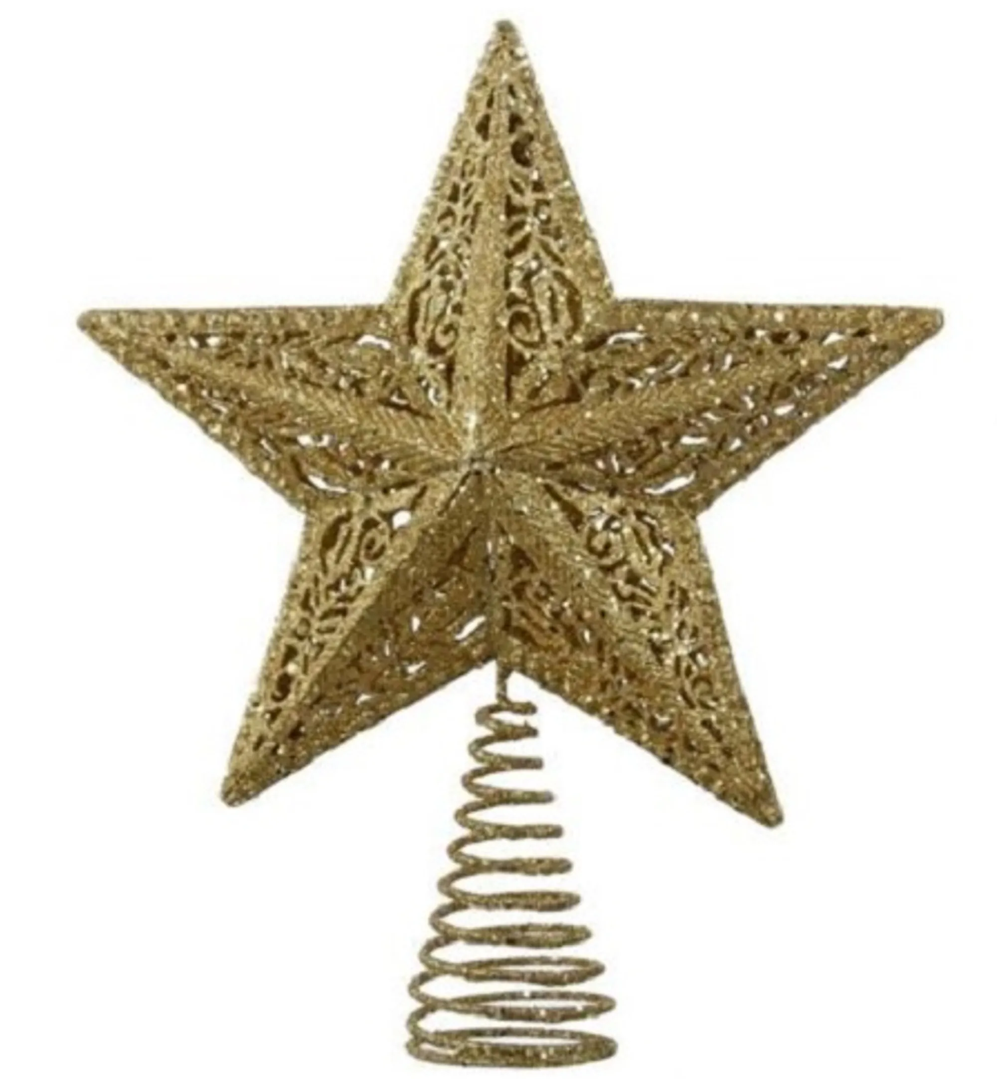 Kurt Adler Finials-Glittered Gold Leaf Star Christmas Tree Topper 10 Inch Holiday Decoration