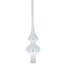 BESTPYSANKY Finials-Glossy Solid White Glass Christmas Tree Topper 11 Inches