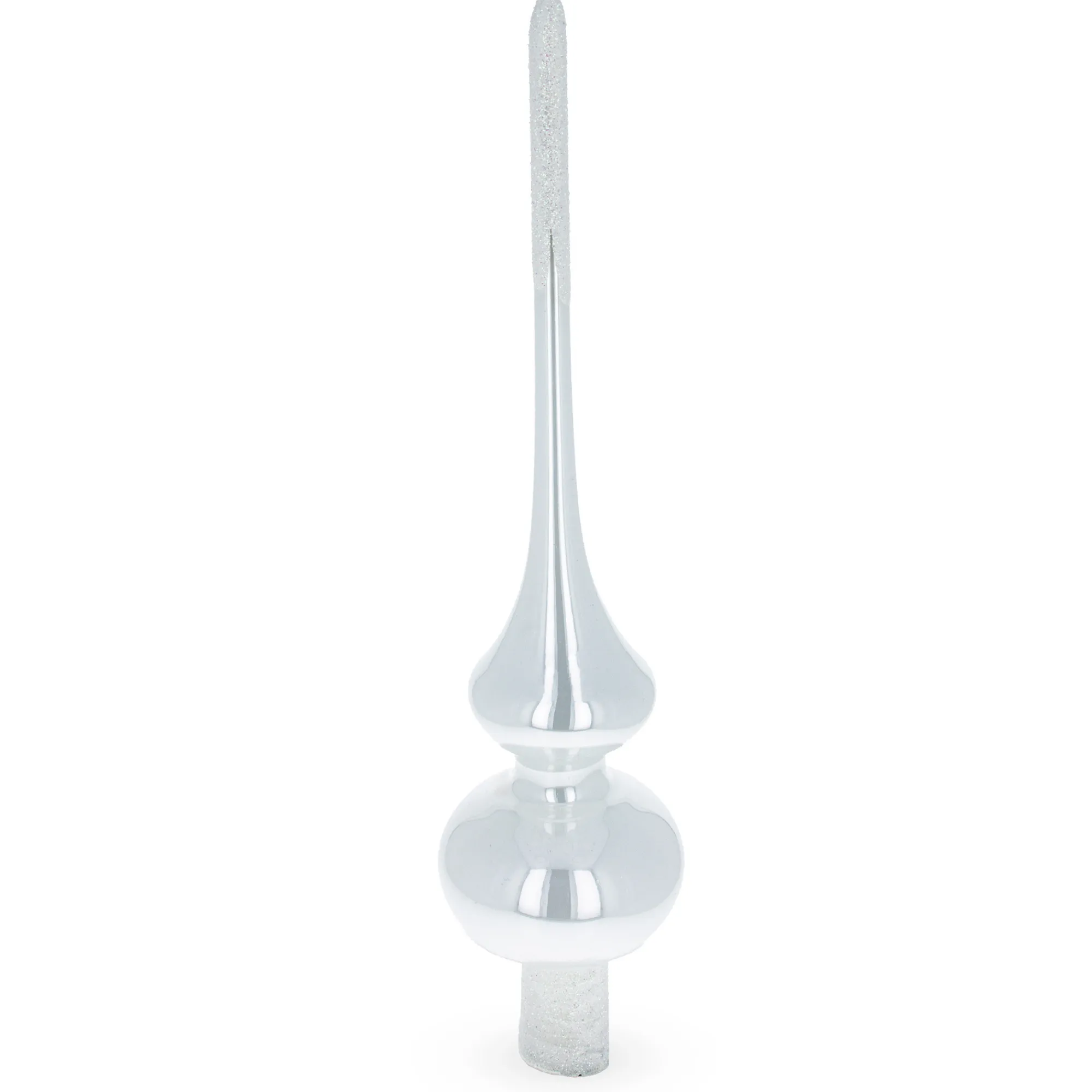 BESTPYSANKY Finials-Glossy Solid White Glass Christmas Tree Topper 11 Inches