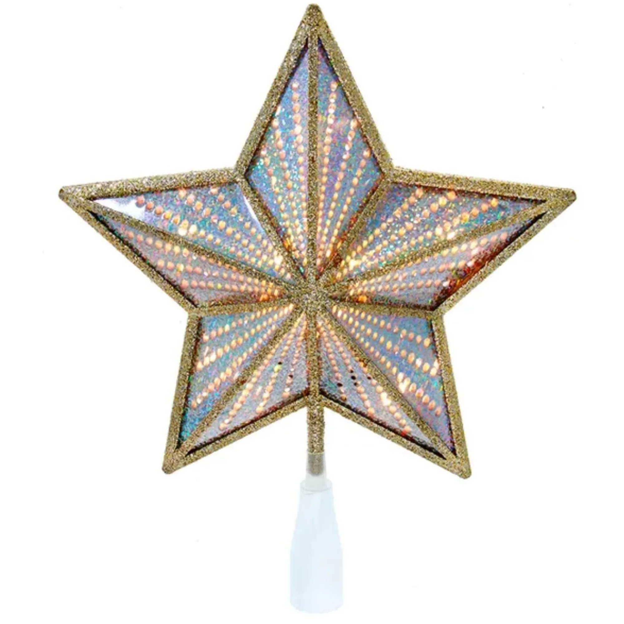 Kurt Adler Finials-Gold And Iridescent Star Christmas Tree Topper 10 Inch Ul4014