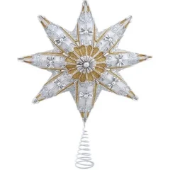 Kurt Adler Finials-Gold And Silver Star Christmas Tree Topper 16 Inch S4427