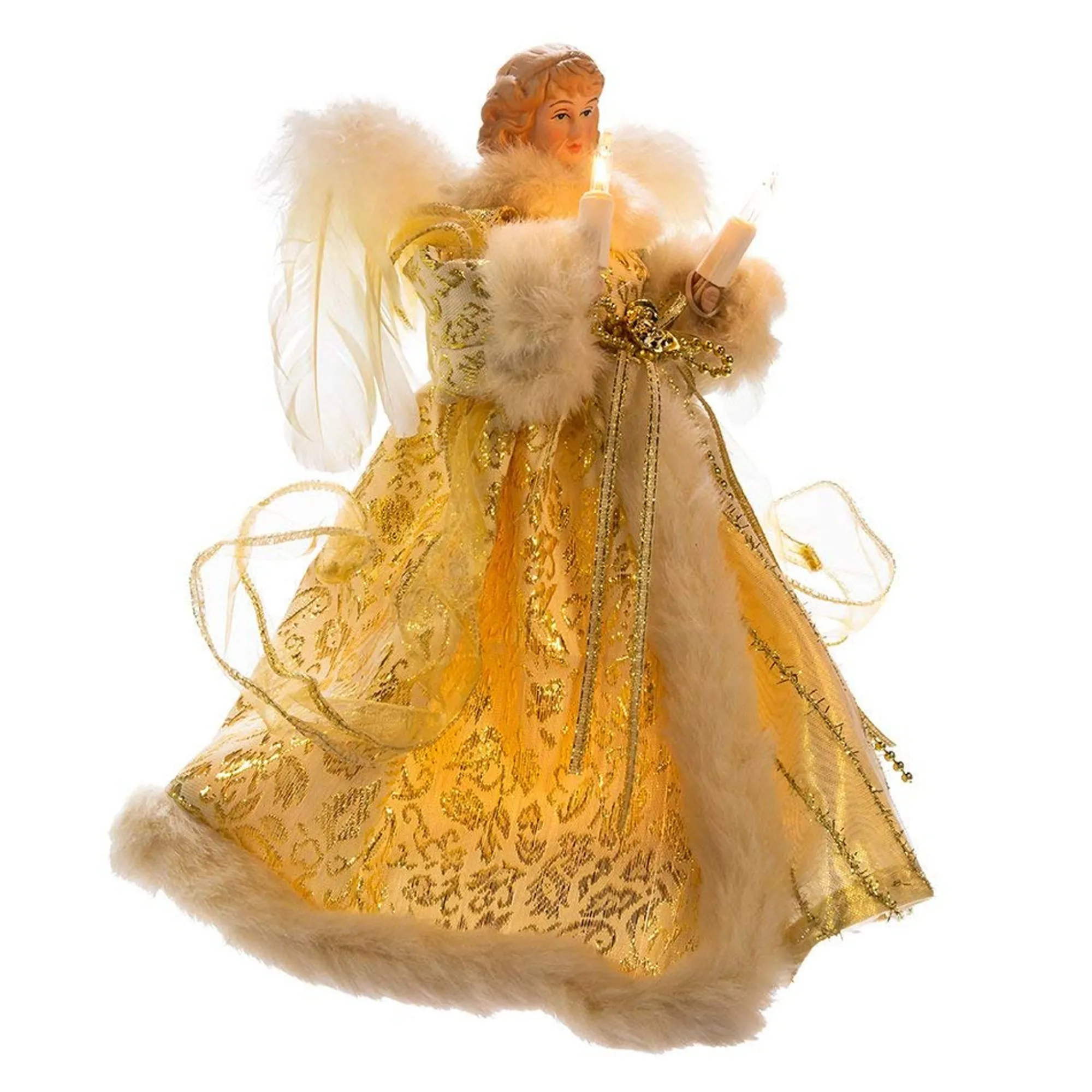 Kurt Adler Finials-Gold Angel Light Up Christmas Tree Topper Decoration Ul1082 New
