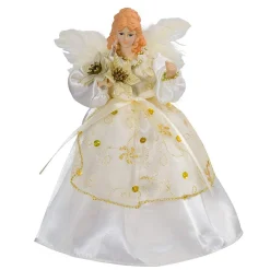 Kurt Adler Finials-Gold Angel With Flowers Light Up Christmas Tree Topper 10 Lights Adler Ul2111