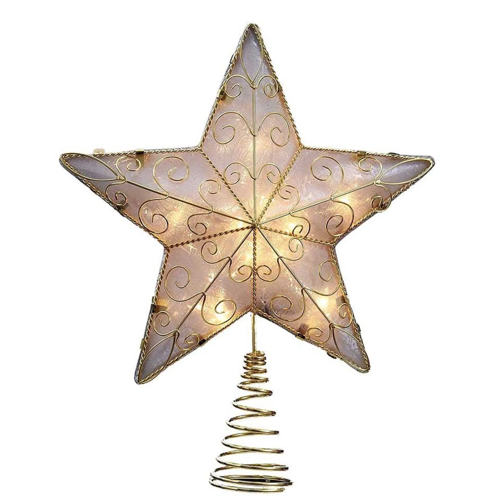 Kurt Adler Finials-Gold Reflector Star Light Up Christmas Tree Topper Decoration Ul1881 New