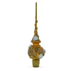 BESTPYSANKY Snowflake-Golden Leaves On Gold Glass Christmas Tree Topper 11 Inches