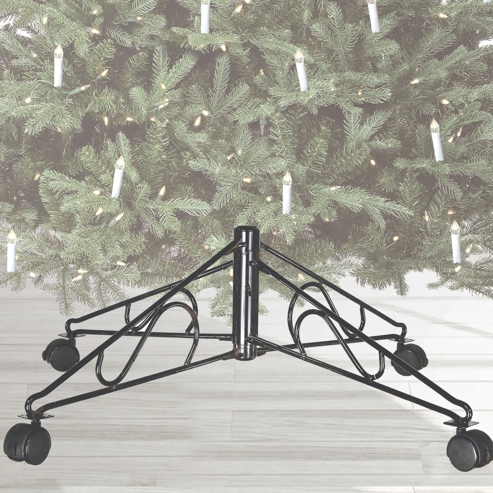 Contemporary Home Living Artificial Tree Stands-Green Rolling Christmas Tree Stand For 10' Artificial Trees