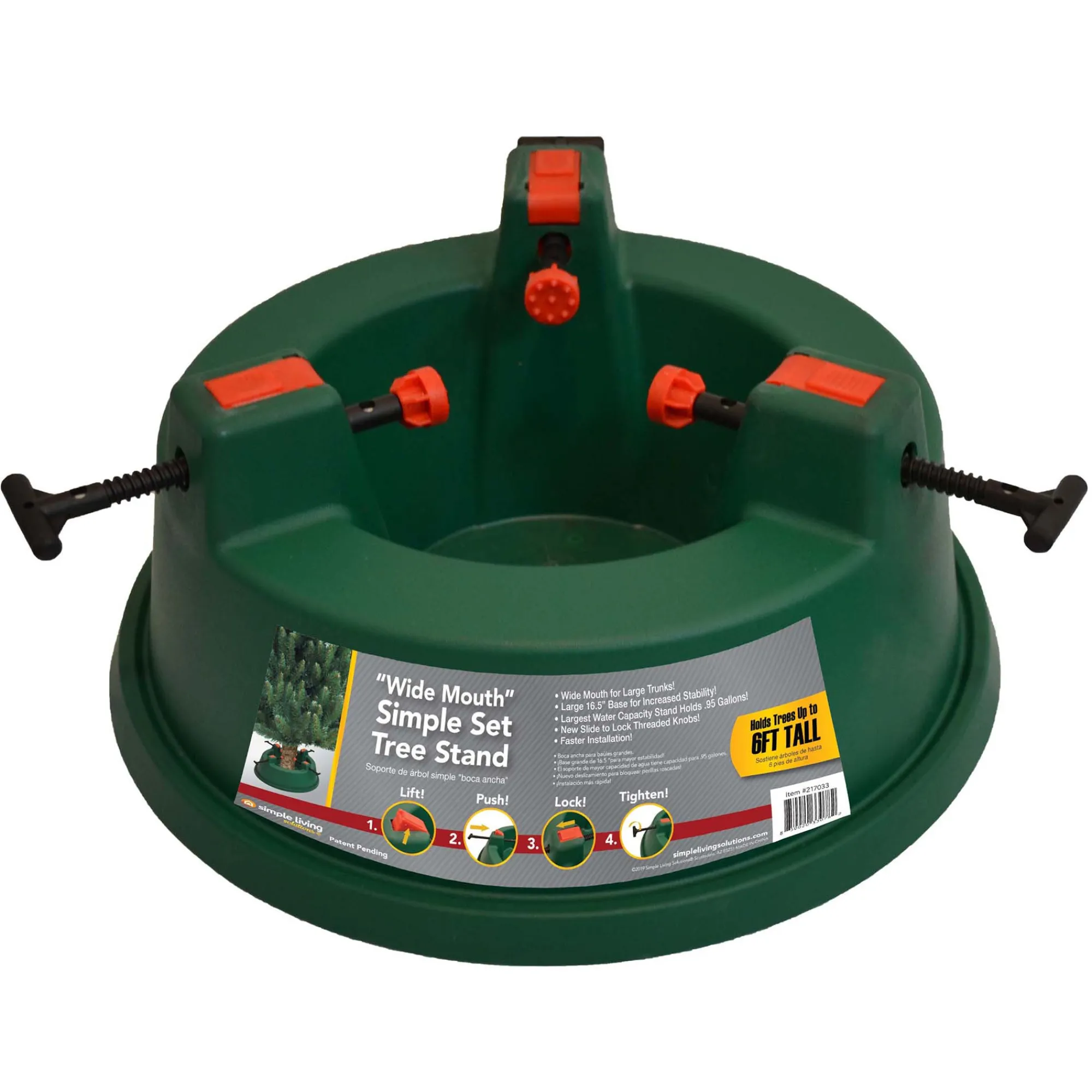 Northlight Real Tree Stands-Green Wide Mouth Simple Set Live Christmas Tree Stand - Holds Trees Up To 6Ft