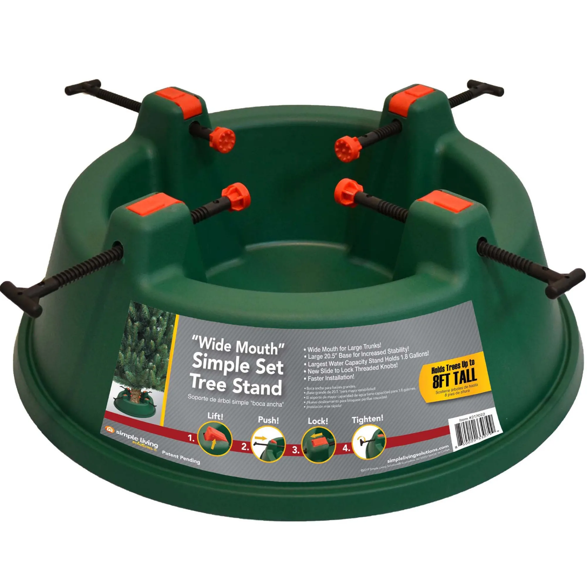 Northlight Real Tree Stands-Green Wide Mouth Simple Set Live Christmas Tree Stand -Hold Trees Up To 8Ft
