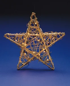 KSA Stars-Huge Lighted Indoor Gold Rattan Star Christmas Hanging Decoration