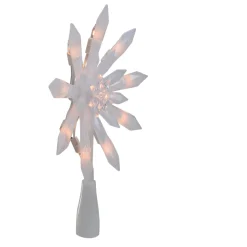 Northlight Stars-9-Inch Lighted White Snowflake Christmas Tree Topper - Clear Lights