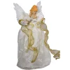 Kurt Adler Finials-Ivory And Gold Angel Animated Multi Color Light Up Christmas Tree Topper Ul2173