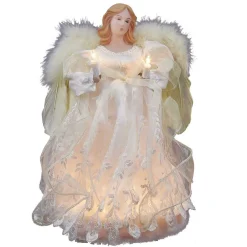 Kurt Adler Finials-Ivory Angel Light Up Christmas Tree Topper Decoration 12 Inches Tall Ul1085 New