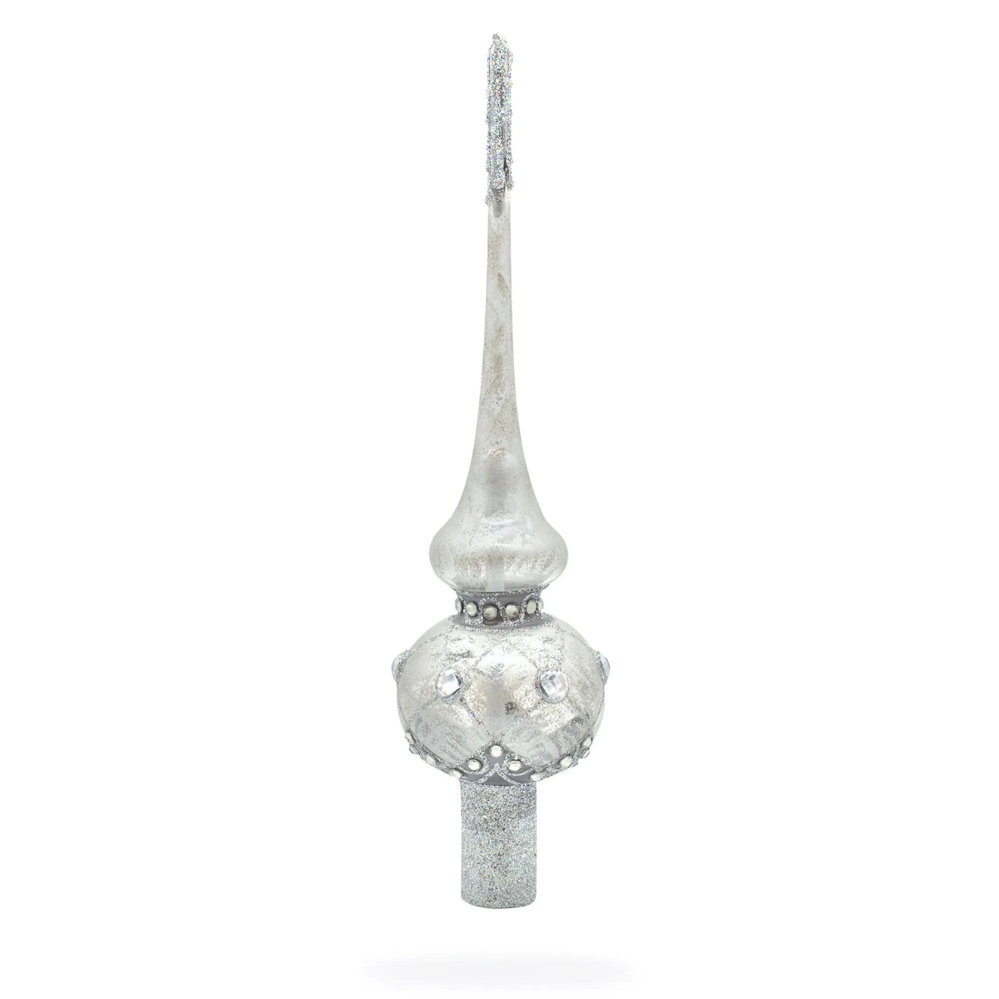 BESTPYSANKY Finials-Jewel Trellis Glass Christmas Tree Topper 11 Inches