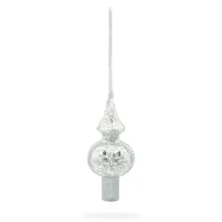 BESTPYSANKY Snowflake-Jewels On Glossy Silver Glass Christmas Tree Topper 11 Inches
