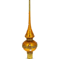BESTPYSANKY Snowflake-Jewels On Gold Glass Christmas Tree Topper 11 Inches