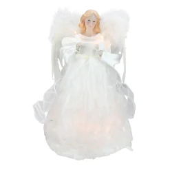 Kurt Adler Angels- 12" Divine Ivory Lighted Angel Christmas Tree Topper - Clear Lights