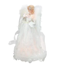 Kurt Adler Angels- 12" Divine Ivory Lighted Angel Christmas Tree Topper - Clear Lights