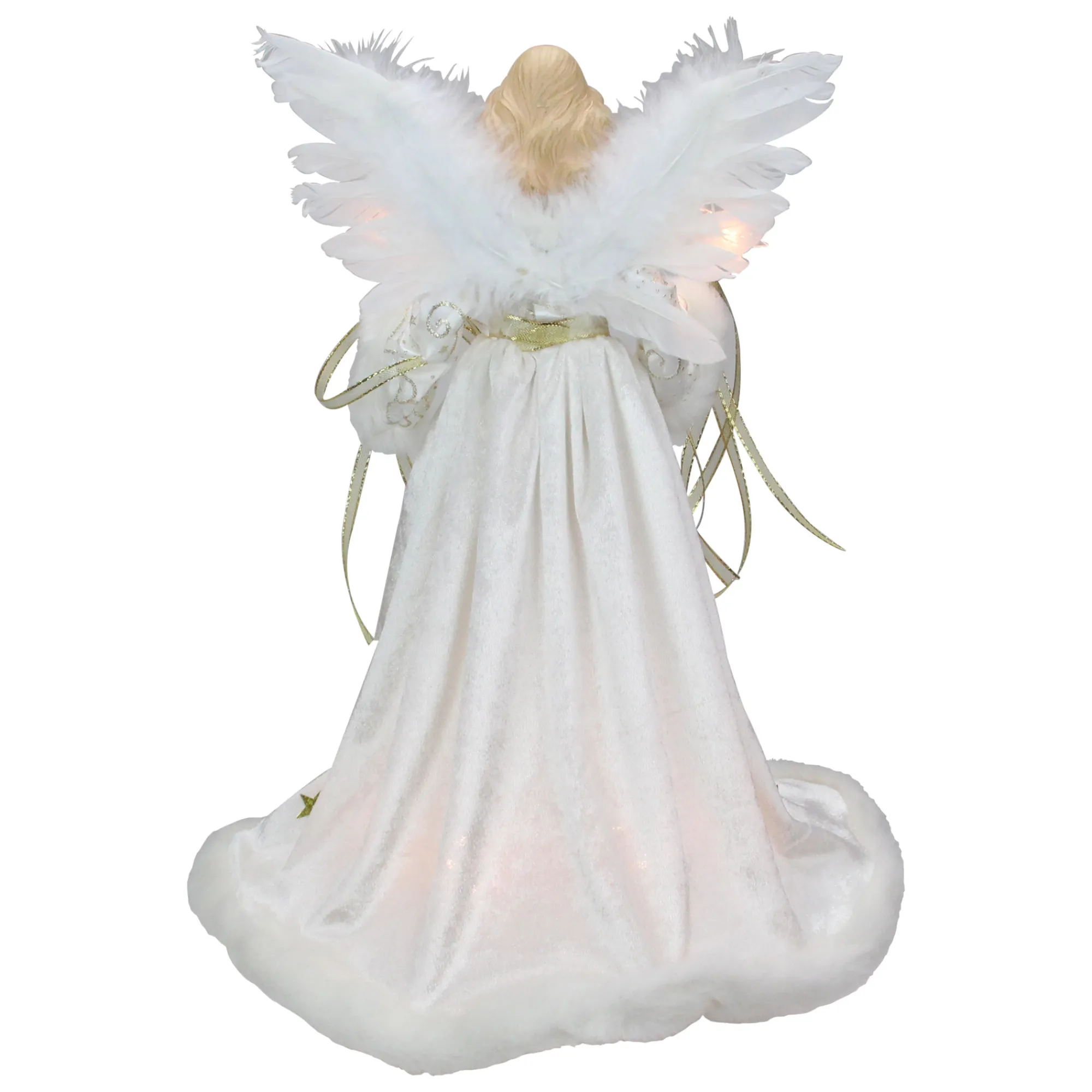 Kurt Adler Angels- 16" Lighted Ivory And Gold Angel Christmas Tree Topper - Clear Lights - Ul2216