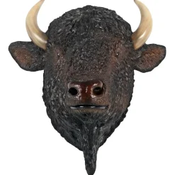 Outdoor Living and Style Finials-32"Large Indoor/Outdoor Buffalo Of The Plains Trophy Wall Mount Statue