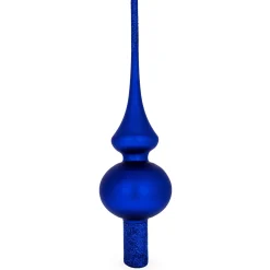 BESTPYSANKY Finials-Matte Solid Blue Glass Christmastree Topper 11 Inches