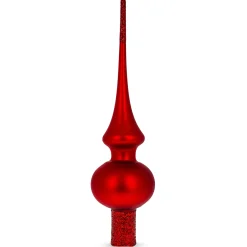 BESTPYSANKY Finials-Matte Solid Red Glass Christmastree Topper 11 Inches