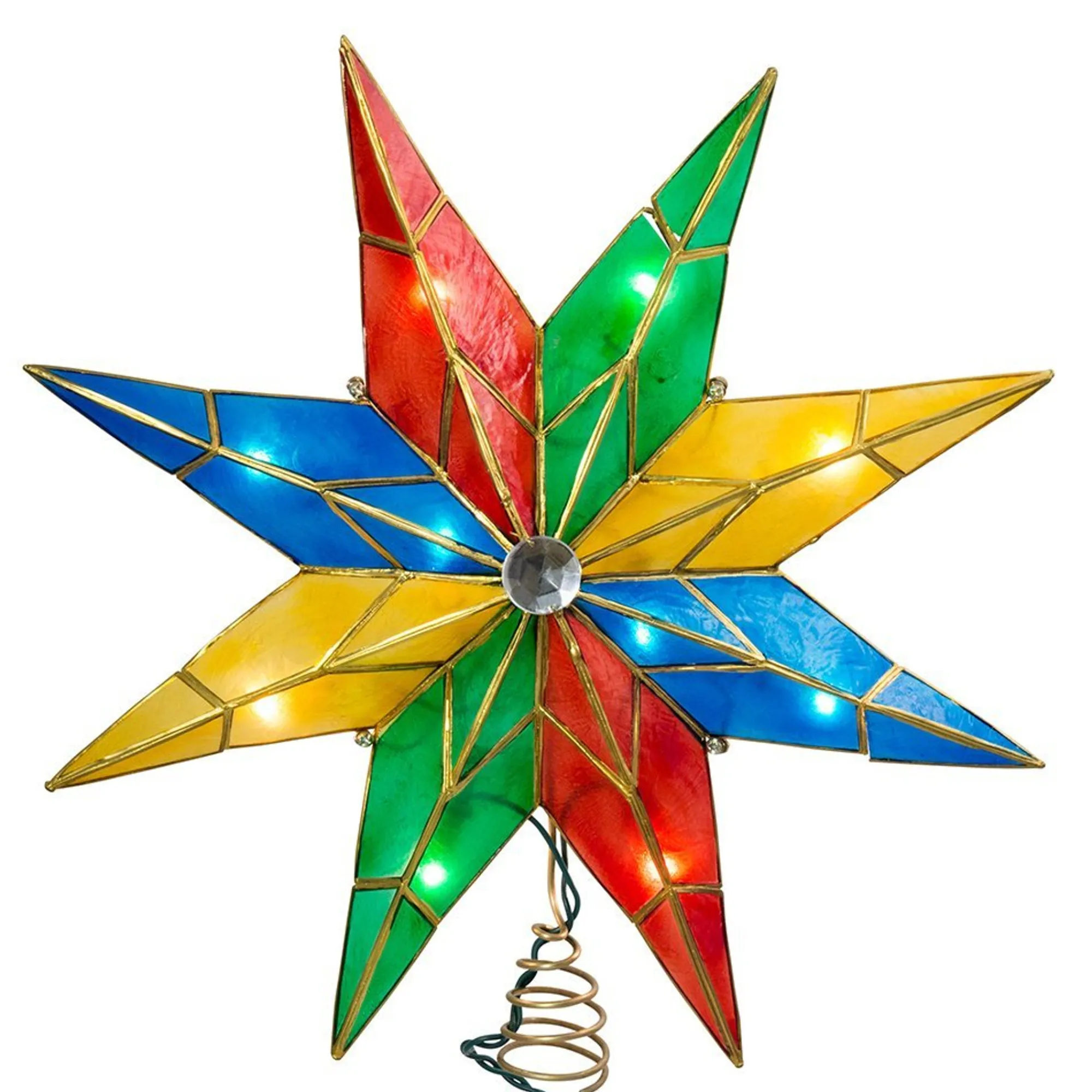 Kurt Adler Finials-Multicolored Capiz Star Lighted Christmas Tree Topper 14 Inch Decoration Ul3077