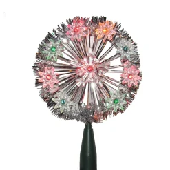CC Christmas Decor Snowflake-Pack Of 6 Vibrantly Colored Snowflake And Stars Tinsel Tree Toppers 5.5" - Multi Lights