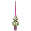 BESTPYSANKY Snowflake-Pink Roses On Purple Glass Christmas Tree Topper 11 Inches
